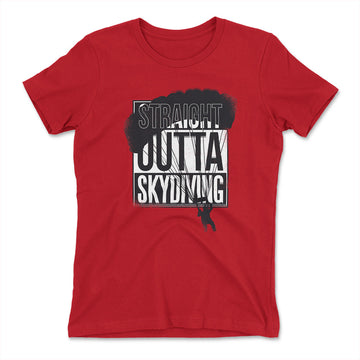 Straight Outta Skydiving Womens T-Shirt in Red color
